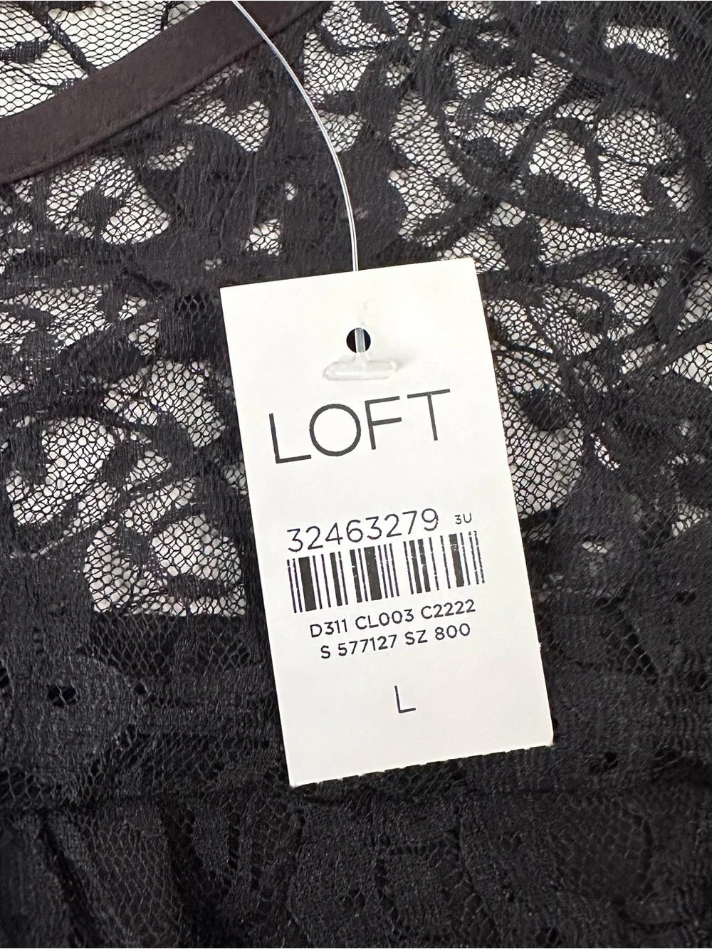 LOFT Black Floral Lace Sheer Longsleeve Top Womens Large Whimsigoth Victorian